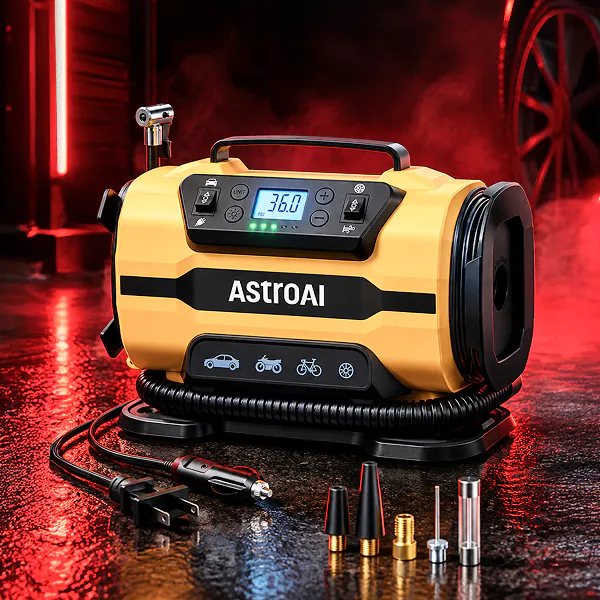 Portable air compressor for cars