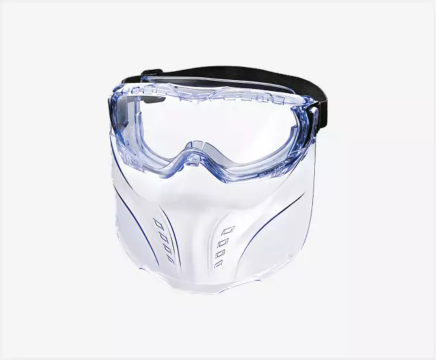 clear face shields and safety goggles for eye protection