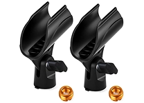 two black microphone clips