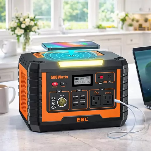 compact portable power station used for travel, camping and emergency electricity