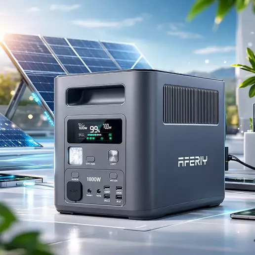 portable power station connected with solar panel charging system