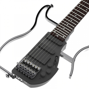 Headless Travel Electric Guitar With Built-in Headphone Amp Full Scale Portable Guitar