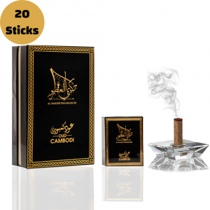 Al Hakimi Combo Pack - Smart Oud Cambodi - 20 Sticks with A Crystal Stand