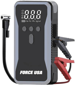 Force USA 4-in-1 Jump Starter with Air Pump, 100W Power - Black