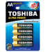 Toshiba Size AA High Power Alkaline Batteries,  LR6GCH BP-4C