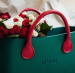O Bag Mini Petrol Color With Short Red Faux Handles