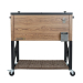 Permasteel 76 Liters &ndash; 80 QT- Rustic Wood Grain Style Rolling Patio Cooler with Wicker Bottom Shelf