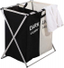 SkyKey Two-Grid Laundry Baskets Large Capacity Foldable Laundry - Black and White
