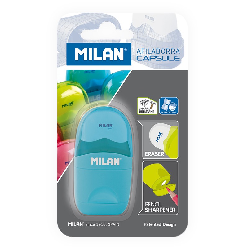 Milan Blister Capsule Sharpeneraser - Blue