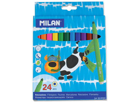 Milan Box of 24 Cone Tipped Water-Based Fiber Pens