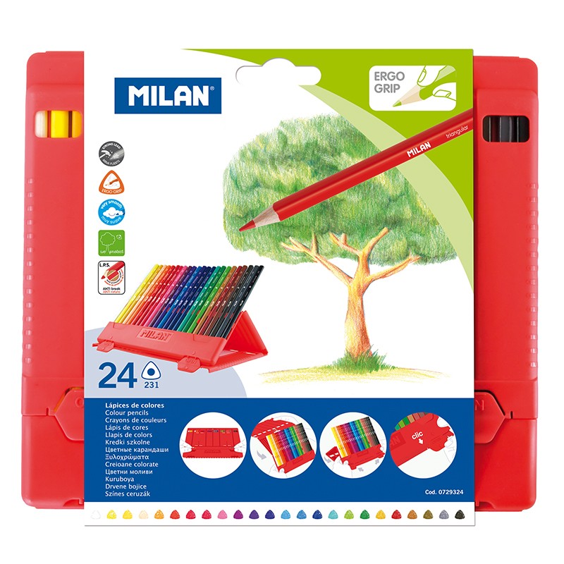 Milan Flexibox Containing 24 Triangular Color Pencils