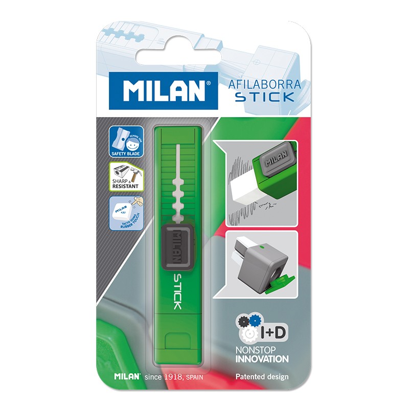 Milan Blister Pack Stick Sharpeneraser - Green