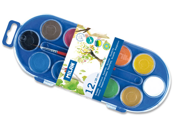 Milan Set of 12 Watercolour Tablets Dia 30 Mm