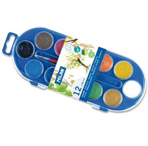 Milan Set of 12 Watercolour Tablets Dia 30 Mm