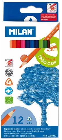Milan Box of 12 Triangular Colour Pencils