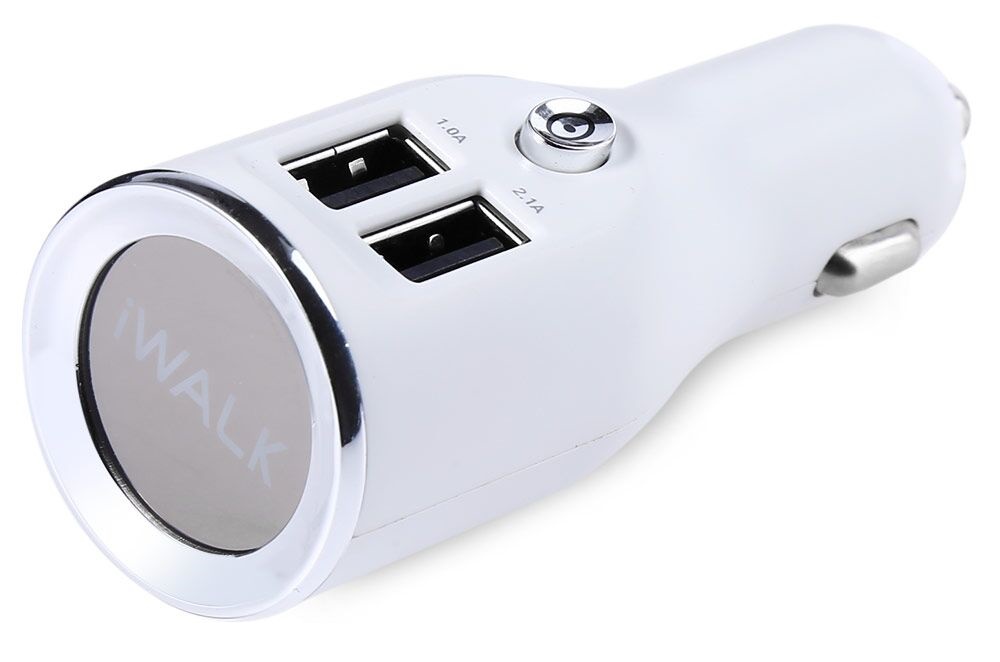 iWalk Dual USB Car Charger White - CCD002-002B