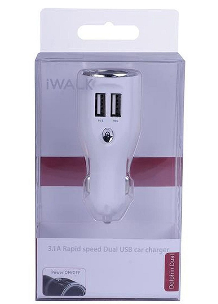 iWalk Dual USB Car Charger White - CCD002-002B
