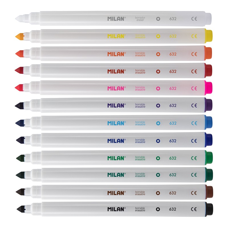 Milan Box of 11 Erasable Fibrepens + 1 Eraser Fibrepen