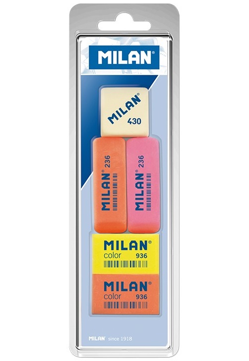 Milan Blister Pack 1 Eraser 430 + 2 Erasers 236 + 2 Erasers 936