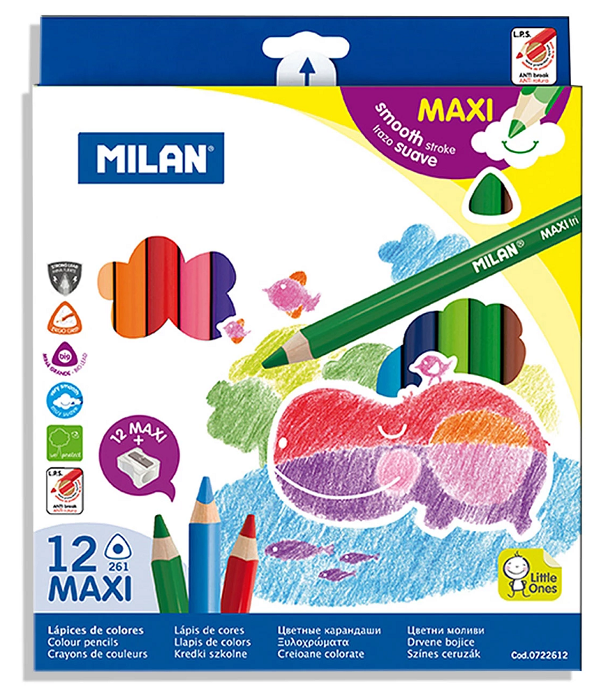 Milan Box of 12 Coloured Pencils - Maxi Triangular