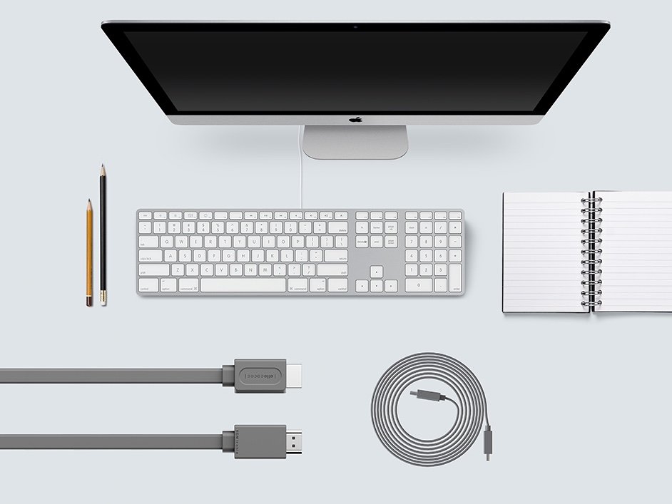 DesignNest Allocacoc 10576GY HDMI Flat 1.5M Cable - Grey