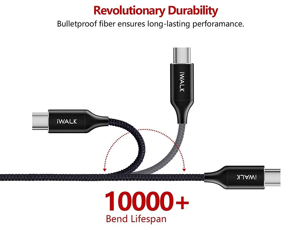 iWalk Type-C to Type-C Cable 1.2 M - Black