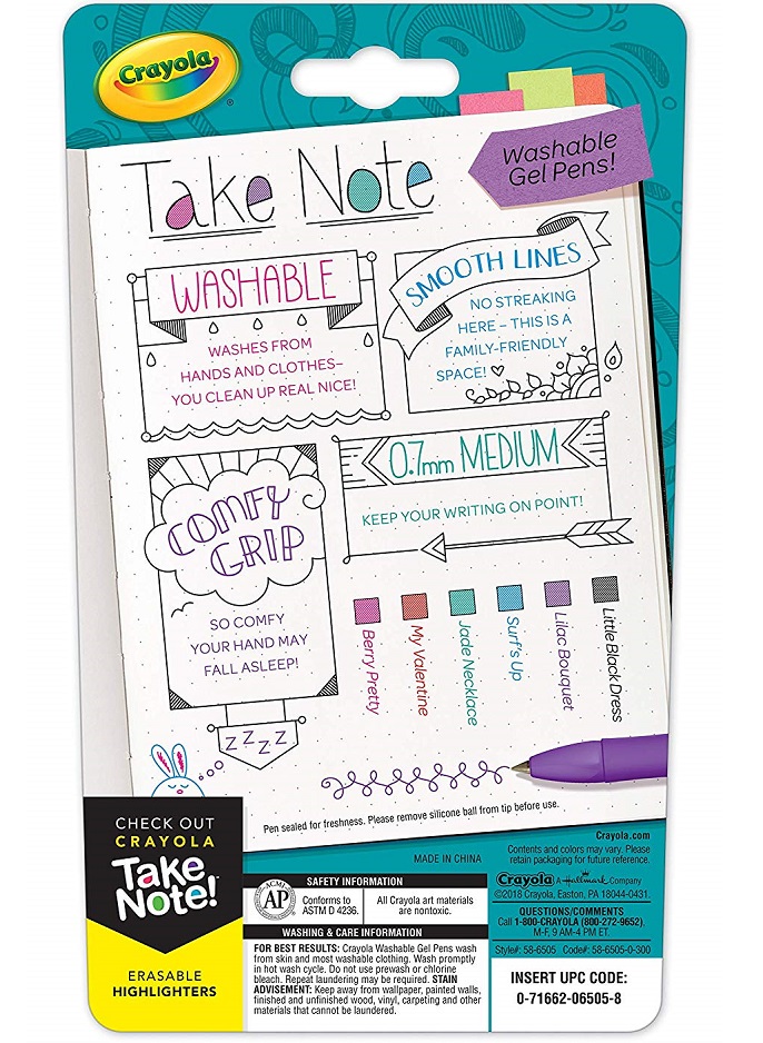 Crayola 6 CT. Take Note! Washable Gel Pens