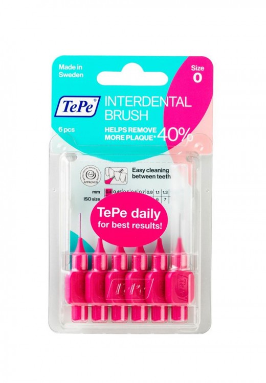 Tepe Interdental Brush Pink 0.4mm Pack Of 6