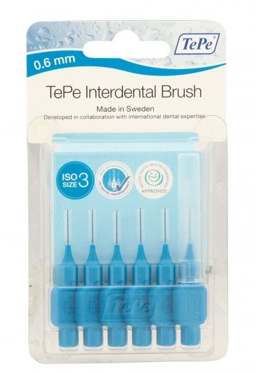Tepe Interdent Blue Brushes 0.6 mm - Pack Of 6