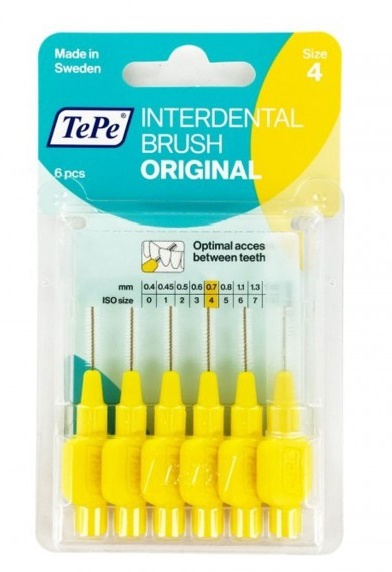Tepe Interdental Brush Yellow 0.7mm - Pack Of 6