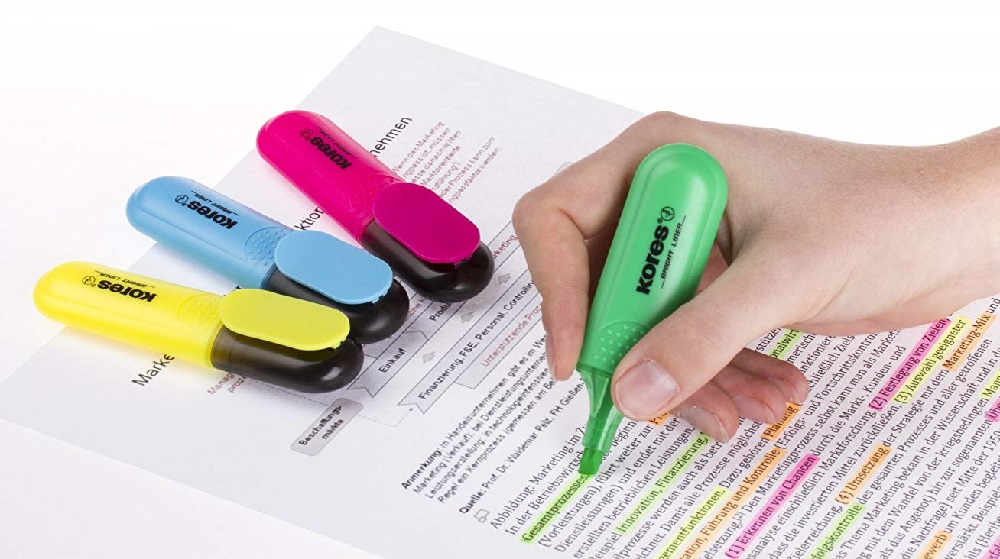 Kores Bright Liner Highlighter Pens - 4 Colour
