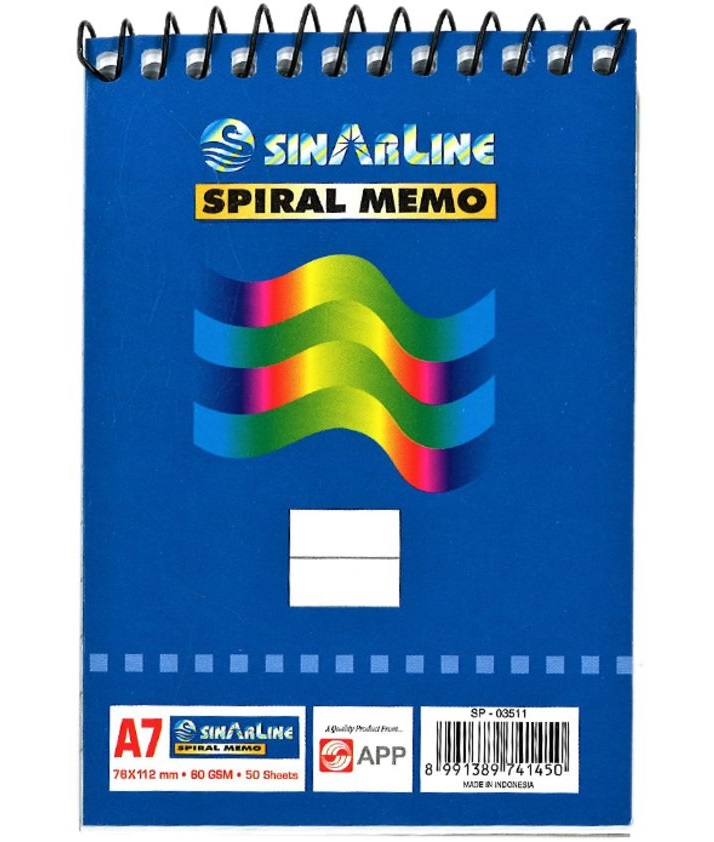 SinarLine Spiral Note Book A7 - 1pcs
