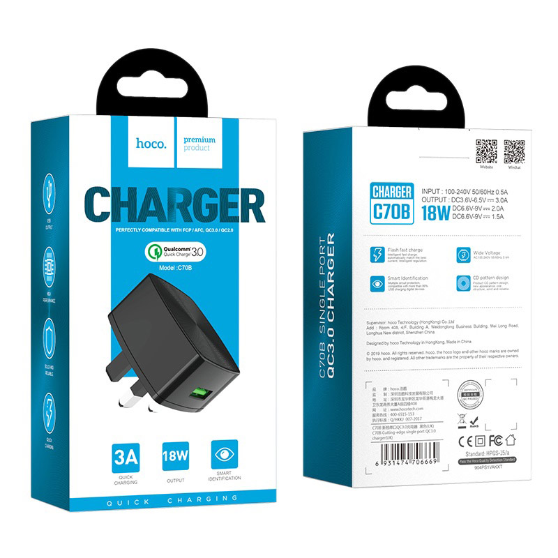 Hoco C70B 18W 3A Charger