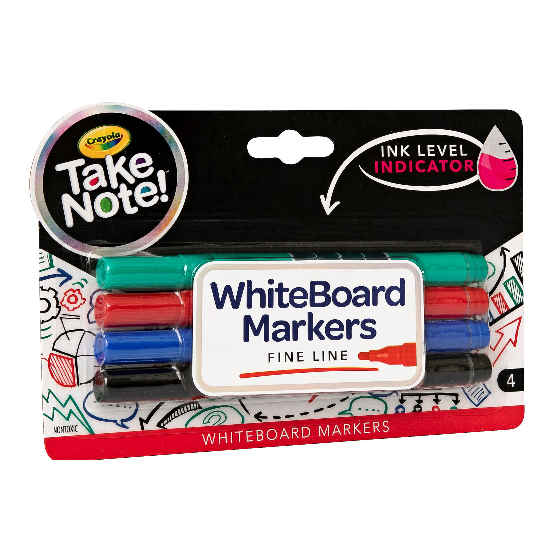 Crayola 4 Ct Take Note Fine Line Dry-Erase Markers