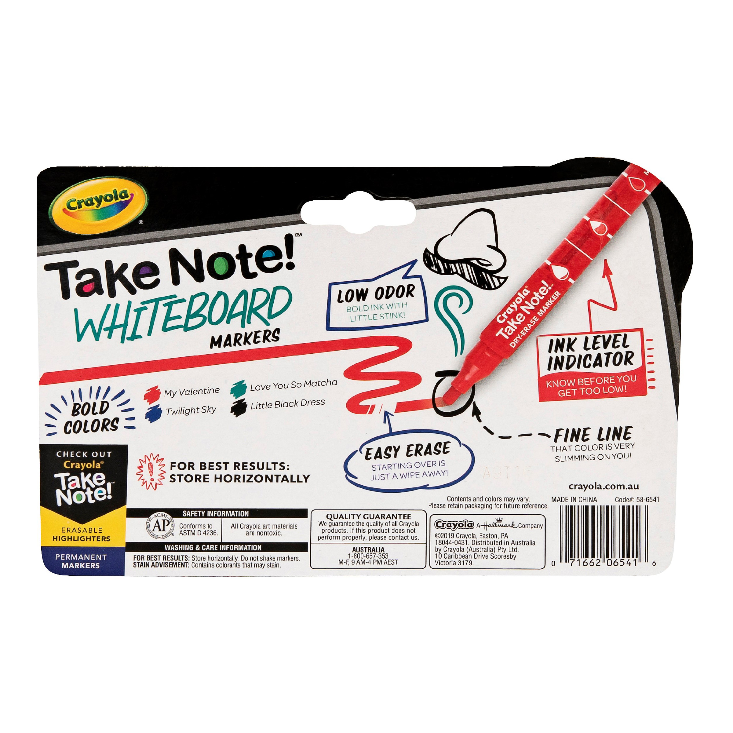 Crayola 4 Ct Take Note Fine Line Dry-Erase Markers