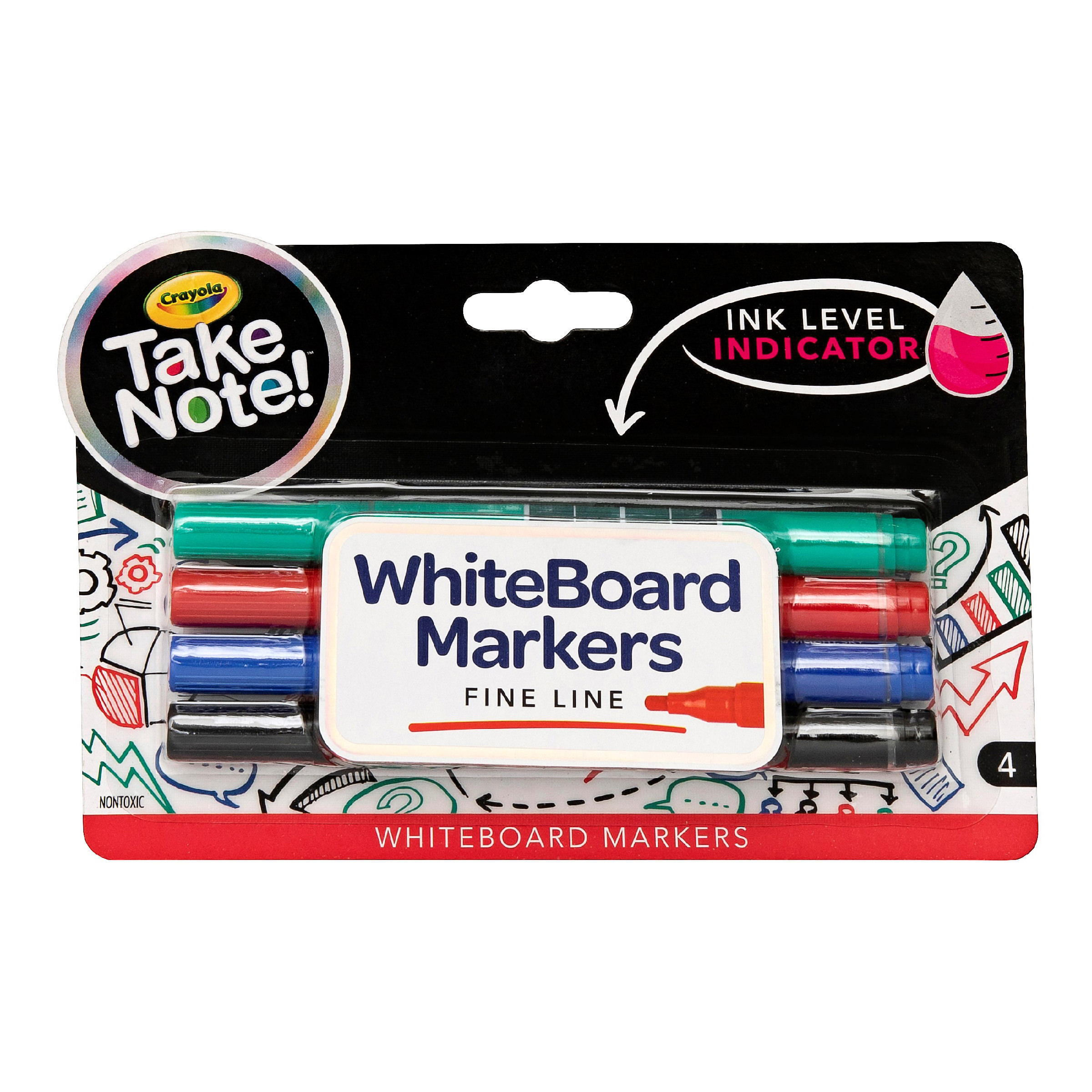 Crayola 4 Ct Take Note Fine Line Dry-Erase Markers