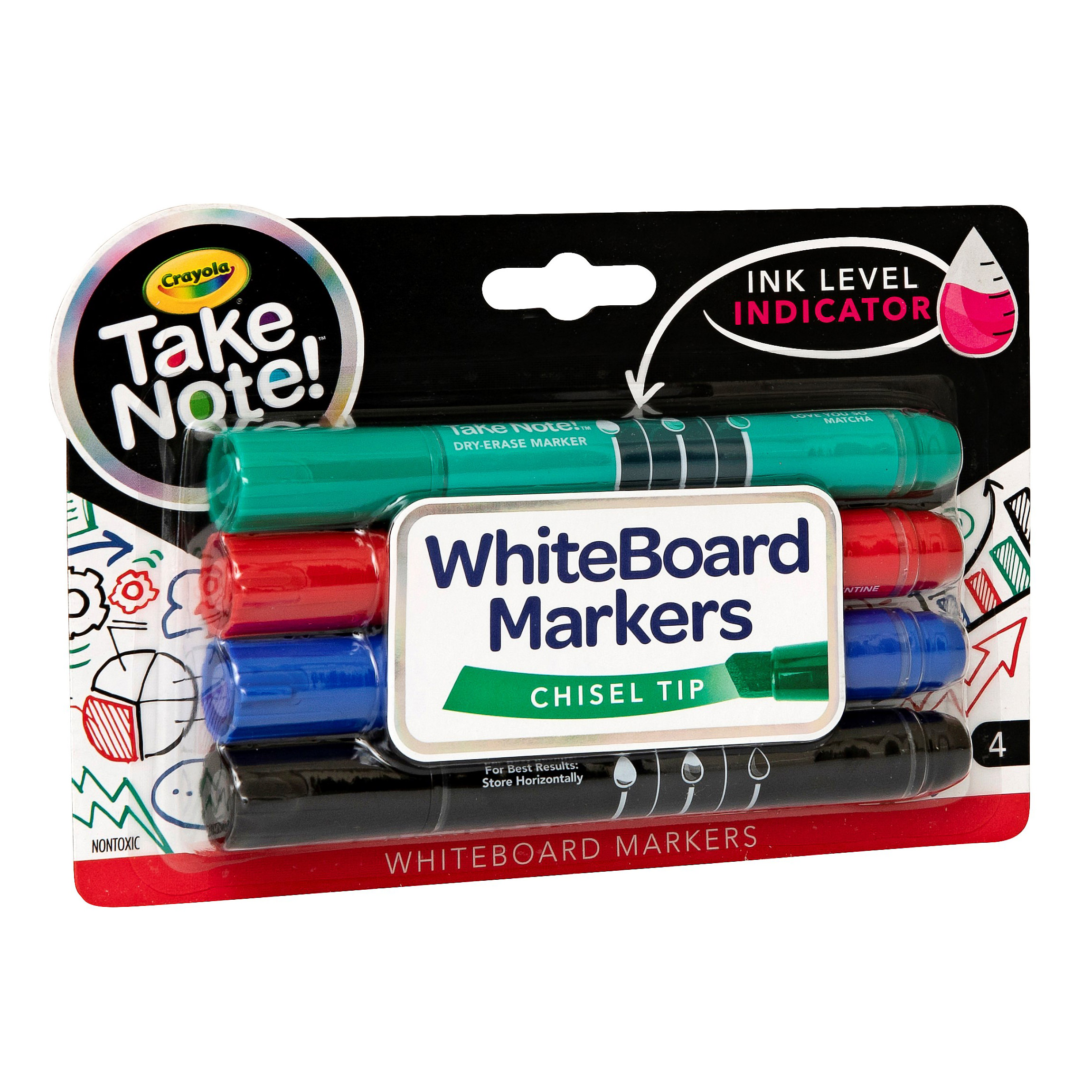 Crayola Take Note! Whiteboard Markers Chisel Tip (4 Pack)