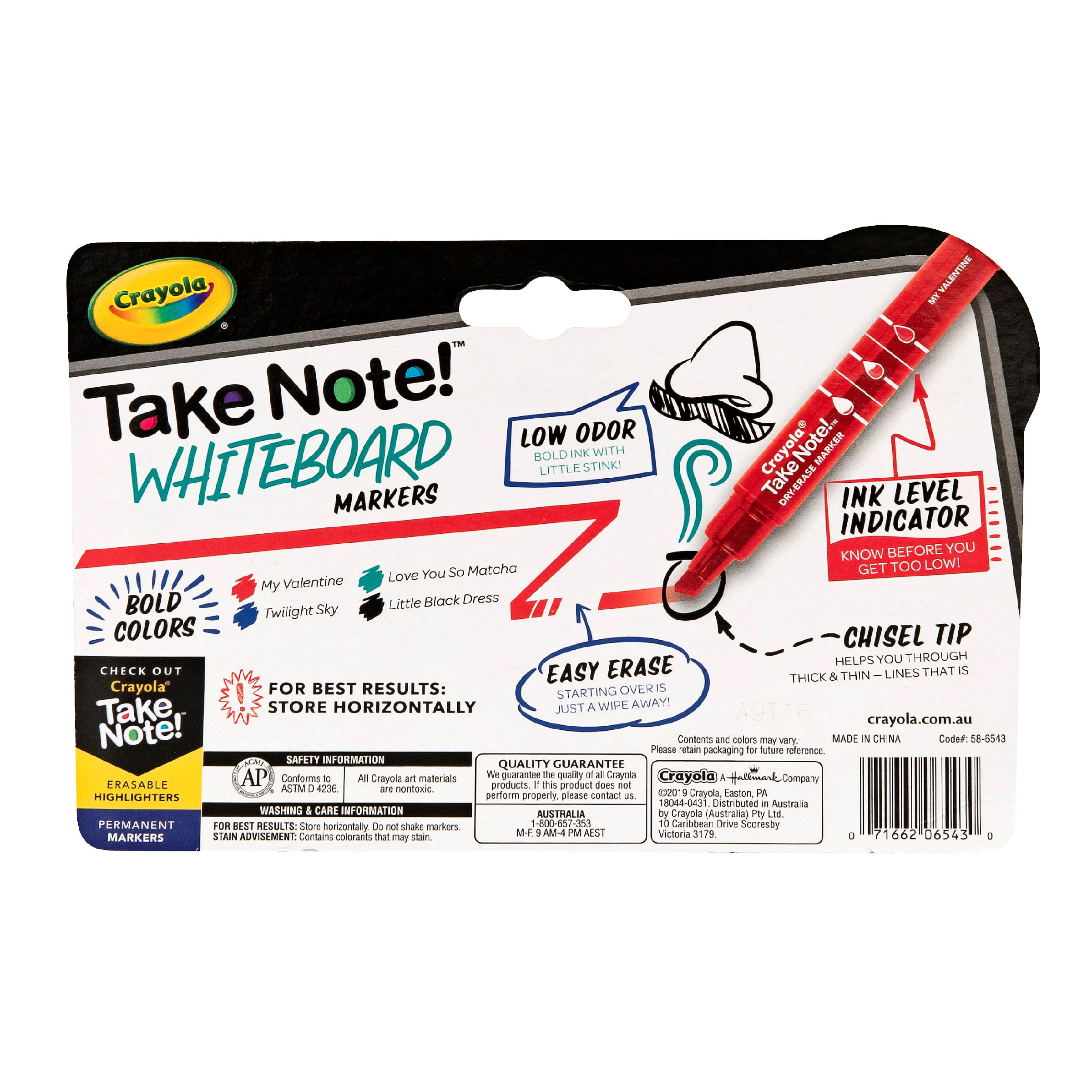 Crayola Take Note! Whiteboard Markers Chisel Tip (4 Pack)