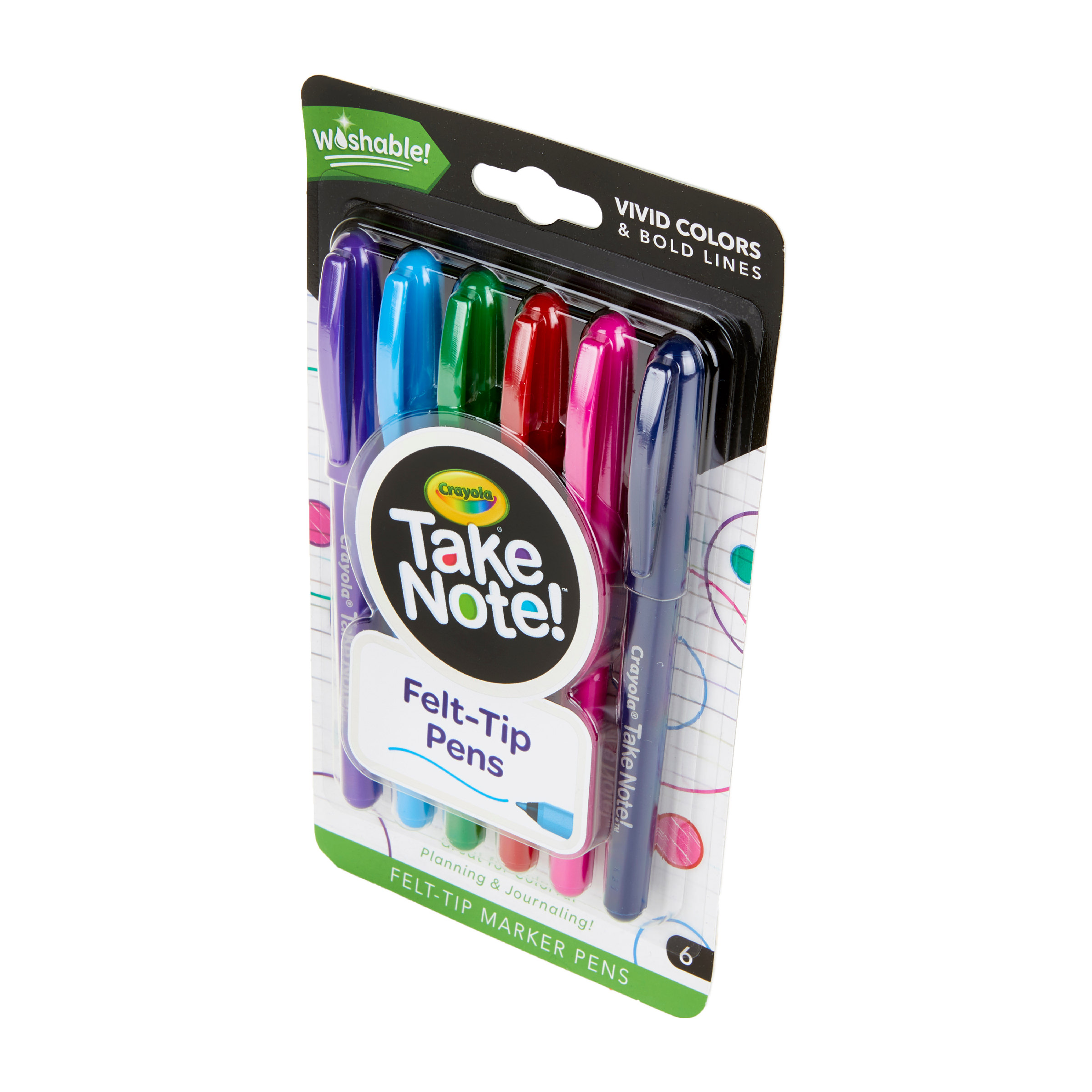 Crayola Take Note 6 Washable Felt-Tip Pens