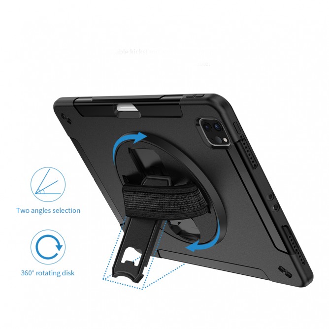 Armor-X ENX Case for iPad Pro 11 2020 With Hand Strap & Kick Stand & Pen Holder - Black