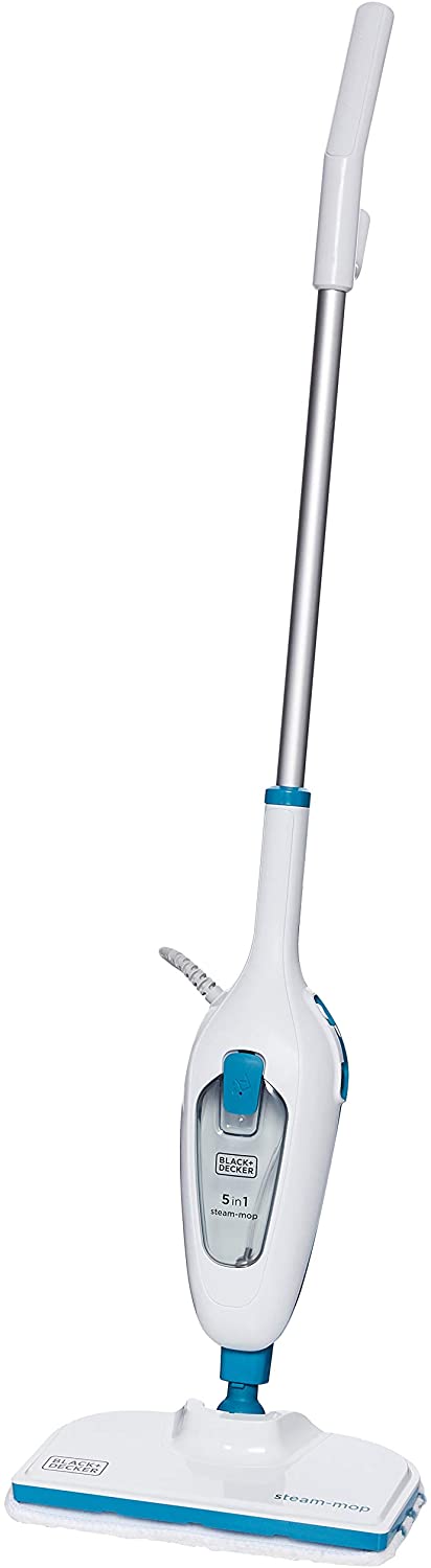 Black+Decker 1300W 5-in-1 Steam Mop, White/Blue - FSMH13E5-B5