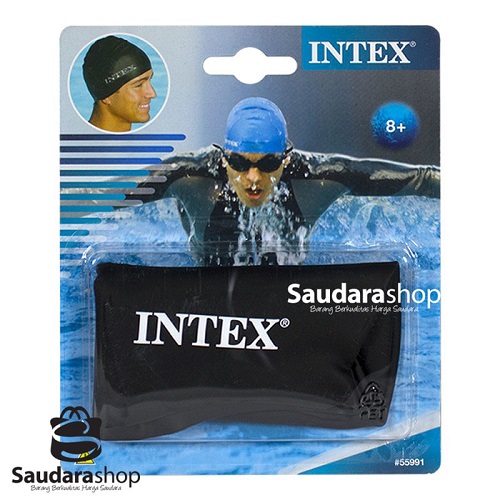 Intex - Silicon Swim Cap - White / Blue / Black