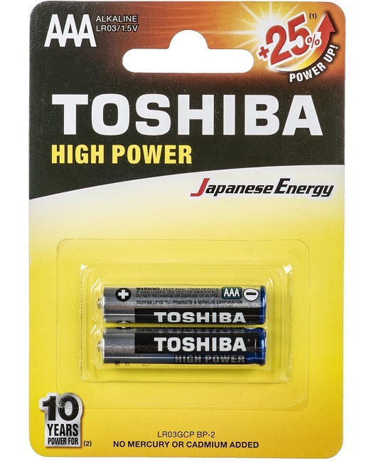 Toshiba Size AAA High Power Alkaline Batteries, LR03GCP-BP-2CN Pack of 3 PCs (3x2)
