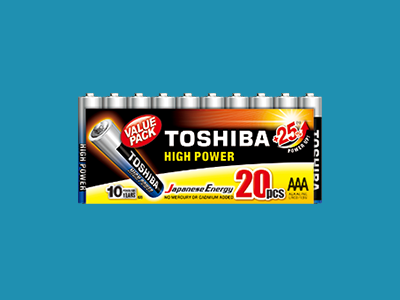 Toshiba Size AAA High Power Alkaline Batteries Multi Pack (20pcs), LR03GCP MP-20CN