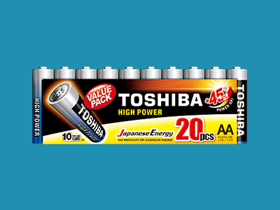 Toshiba Size AA High Power Alkaline Batteries - Mega Pack (20 pcs), LR6GCP MP 20CN