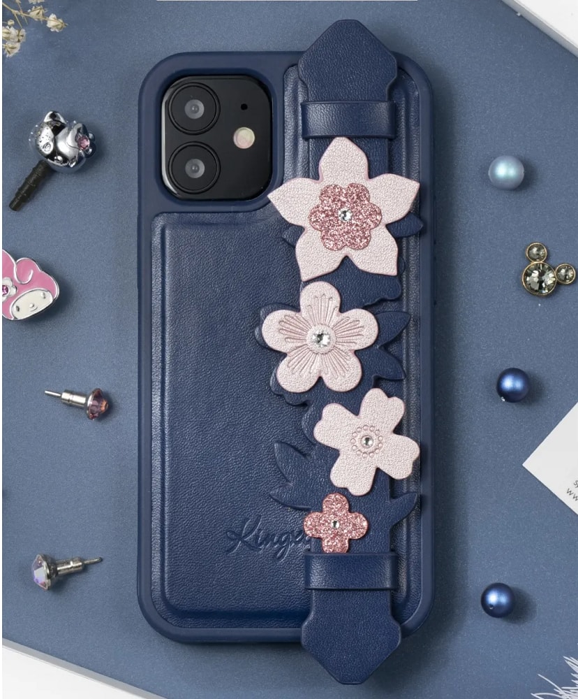 Kingxbar Refreshing Grip Case With Swarovski Crystals for iPhone 12 & 12 Pro (6.1) - Blue