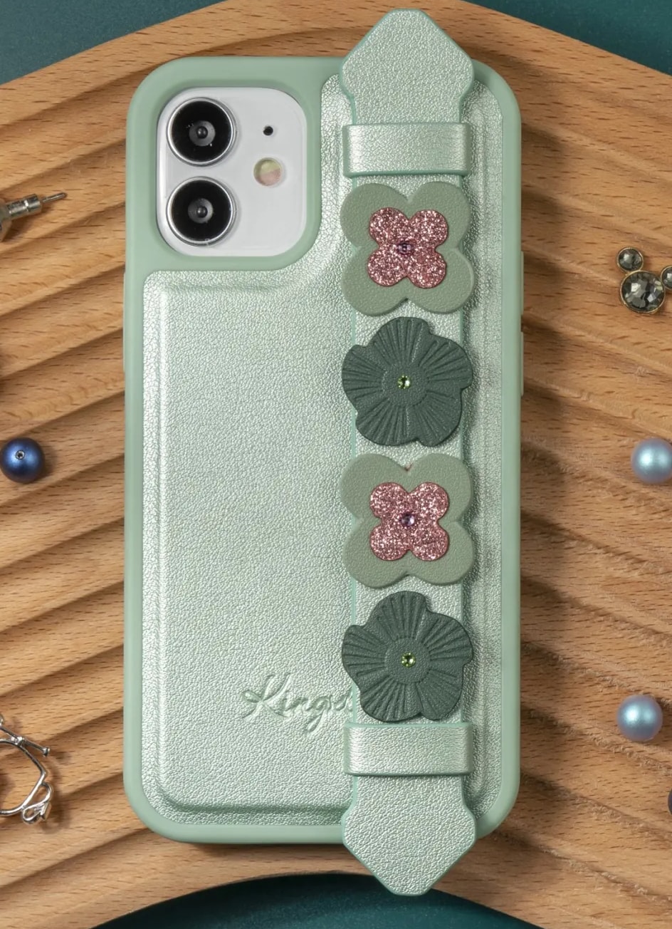 Kingxbar Refreshing Grip Case With Swarovski Crystals for iPhone 12 & 12 Pro (6.1) - Green
