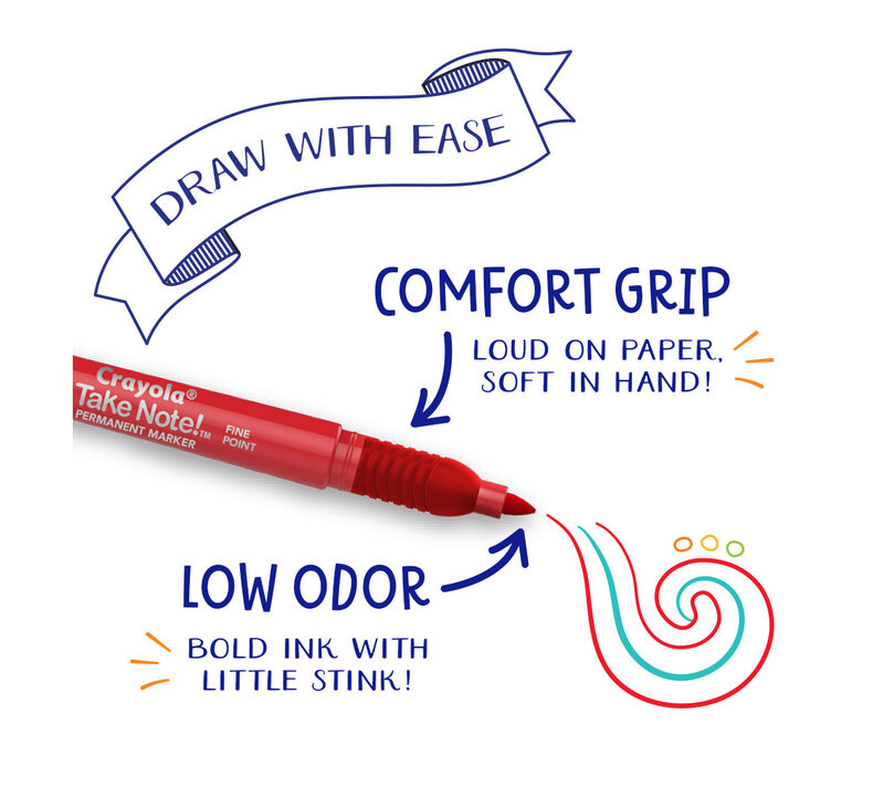 Crayola Take Note Permanent Markers, 12 Count