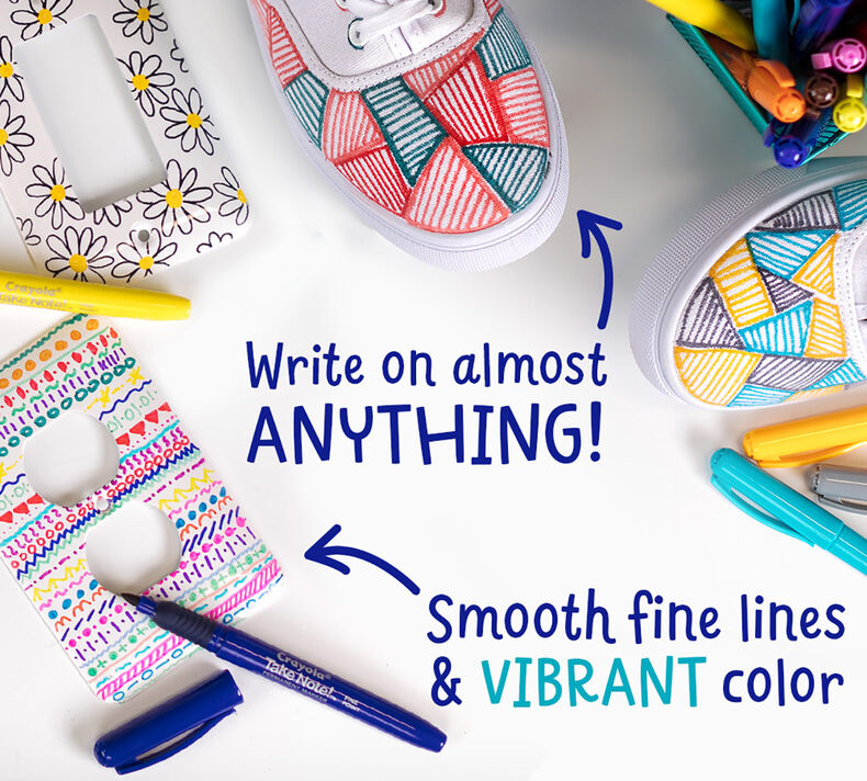 Crayola Take Note Permanent Markers, 12 Count