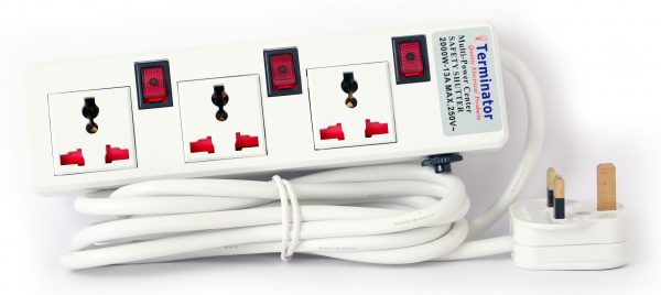 Terminator 3G Universal Socket Power Bar With Individual Switches, Neon, and Shutters - 3m - TPB 13U